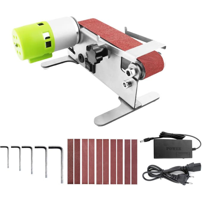 Mini Ponceuse à Bande Horizontale Machine Électrique de Ponçage, Polissage, Meulage Ponceuse Meuleuse EU Plug & With Standard Accessory Kit