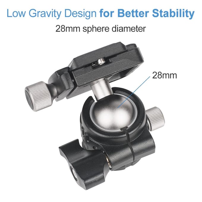 Andoer H28S Mini Balhoofd 360 Graden Panoramisch Laag Profiel Tafelbladhoofd Monopod Statief Balhoofd zwart