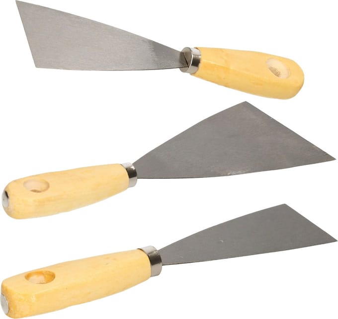 Bruder Mannesmann Plamuurmessen set 3-delig - 40 mm - 60 mm - 100 mm - staal - hout