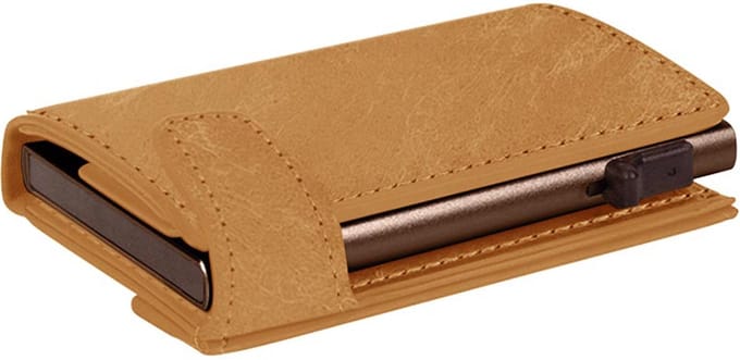 Tony Perotti Furbo leren RFID Pasjeshouder met bankbiljet- en kleingeldvak - Cognac