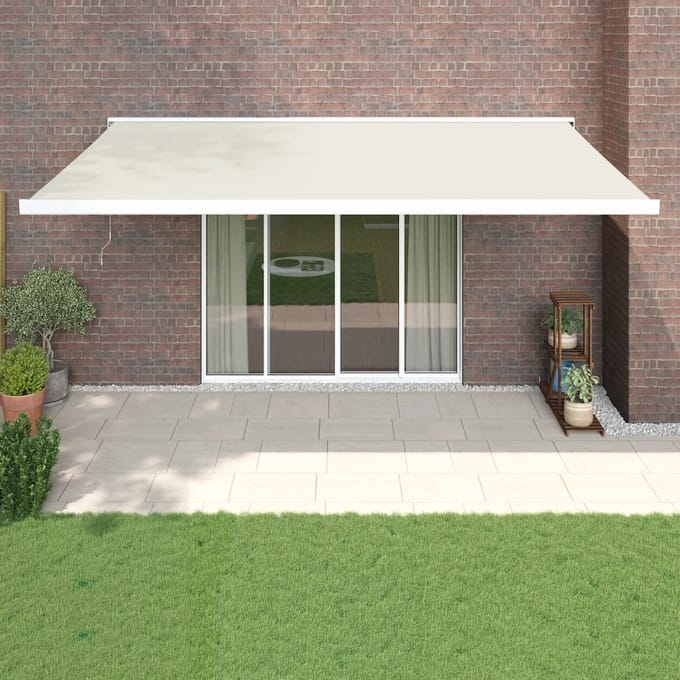 vidaXL - Uitschuifbare - luifel - Crème - met - Witte - Frame - 5 - x - 3 - m
