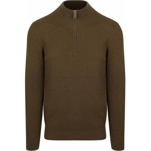 Trui Profuomo Half Zip Pullover Structure Donkergroen