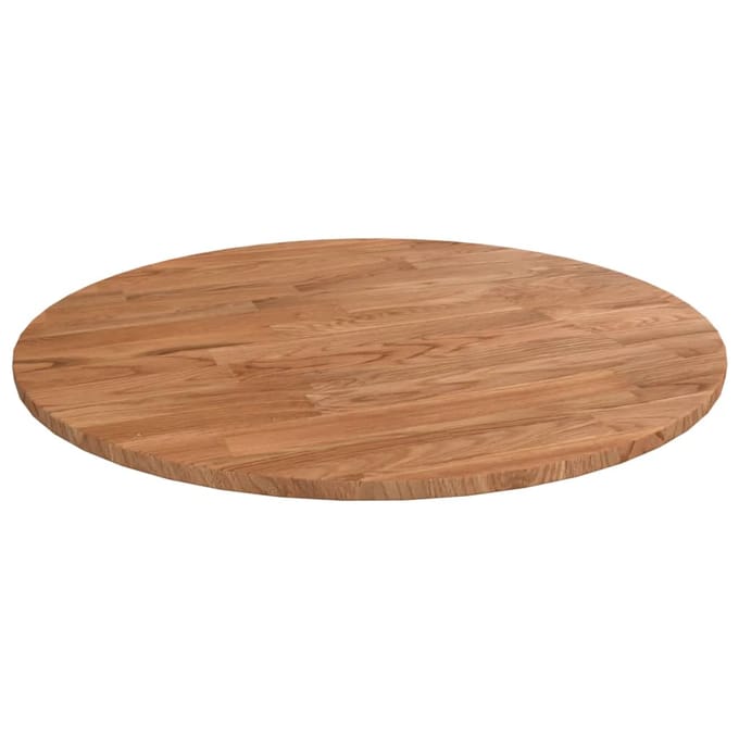 vidaXL - Tafelblad - rond - Ø40x1,5 - cm - bewerkt - massief - eikenhout - lichtbruin