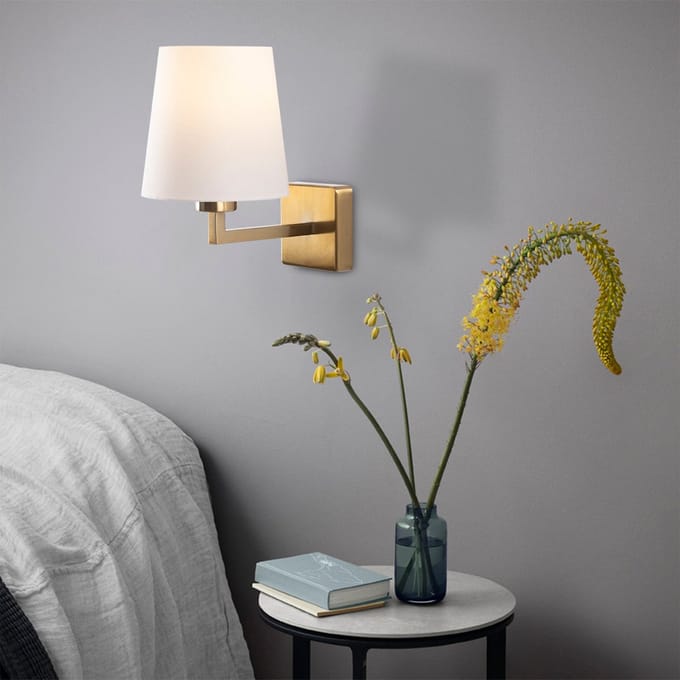 Asir - Wandlamp - Wit goud - 18 x 30 x 24