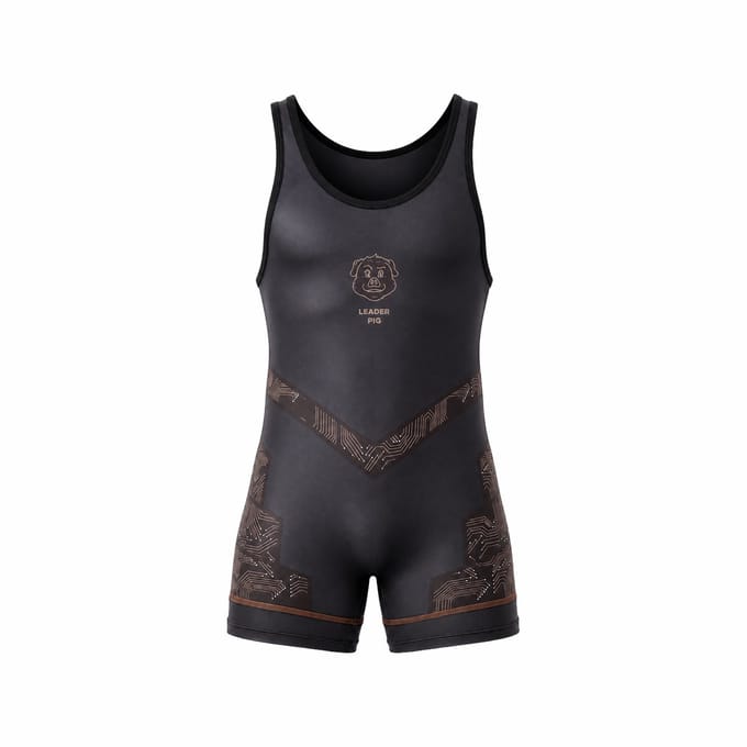LEADER ID Party Singlet Pig Black/Brown - MAAT S
