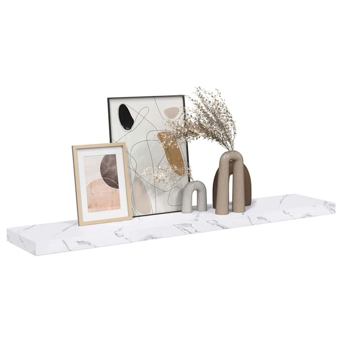 vidaXL - Wandplank - Muurmontage - Wit - Marmer - 120 - x - 23,5 - x - 3,8 - cm
