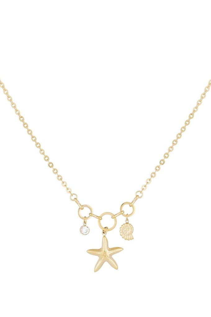 Ketting - Goud - Schelp - Zeester - Verstelbaar - Zomer - Stainless steel sieraden