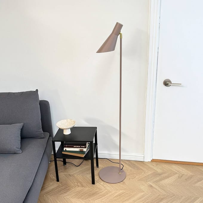 Dyberg Larsen vloerlamp DL12, beige/messing, 139 cm, metaal