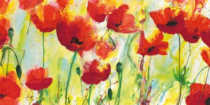 Kunstdruk Heidi Reil - Mohnfeld 100x50cm