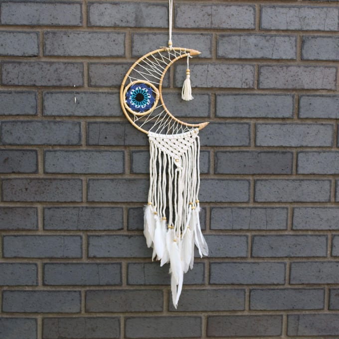 Macramé Dromenvanger - Bescherming - Maan - 21x1x21x68cm