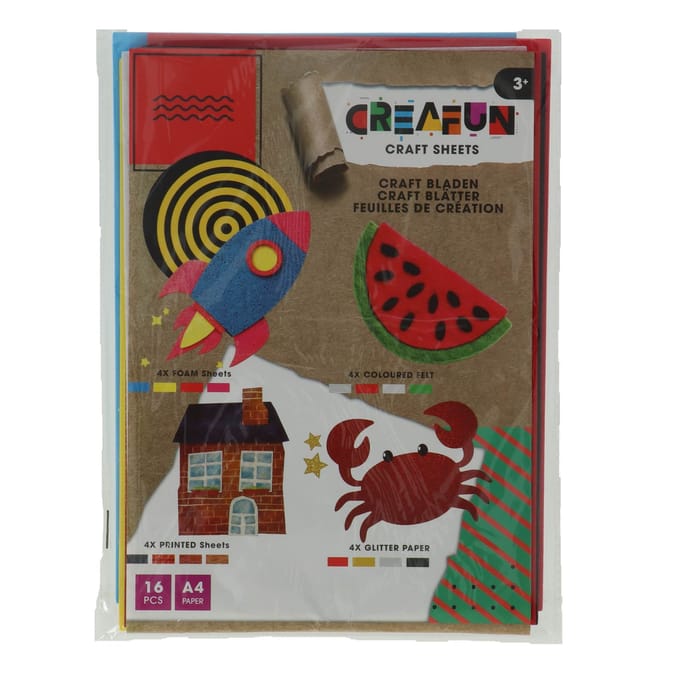 Knutselset A4 vellen vilt/foam/glitter/transparant