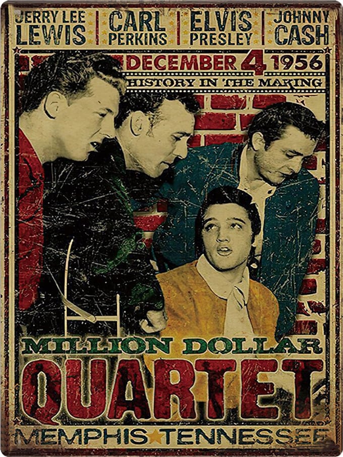Signs USA - retro wandbord - dibond - Million Dollar Quartet - 33 x 44 cm