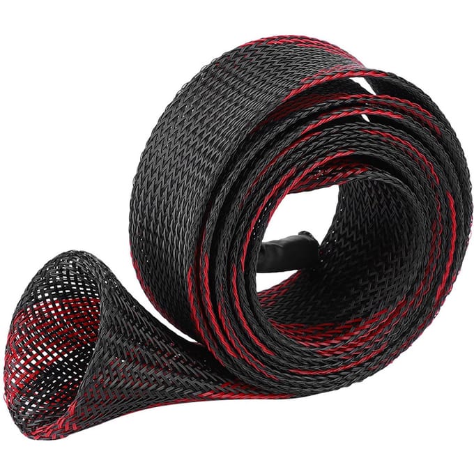 Manchon Tressé Extensible Housse de Protection pour Canne à Pêche Red