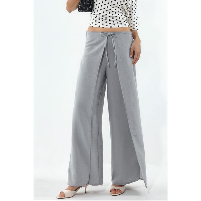 Trekkoord Taille Crepe Broek met Strikdetail