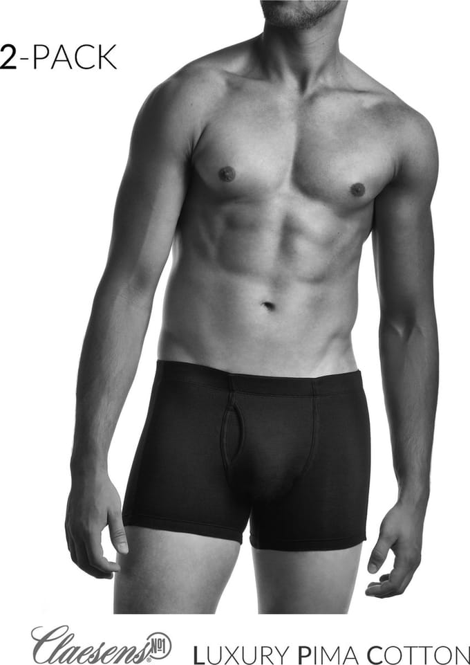 Claesen's® - Boxershort Long Zwart Pima 2-PackCLS 171-Black-S