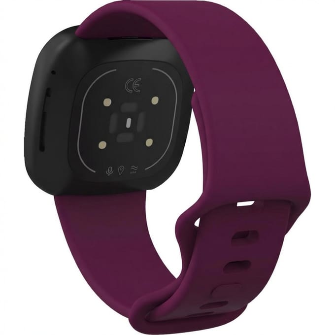 Siliconen bandje - Geschikt voor Fitbit Sense/ Versa 3/ Versa 4/ Sense 2 - Donkerrood