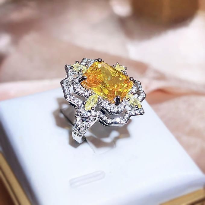 Hoge Koolstof Diamant Hoge Techniek Diamant Kleur IJsbloem Geslepen Openingsring Adjustable opening gray