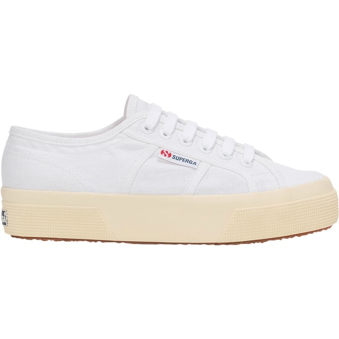 Superga Unisex 2740 Linnen platformschoenen voor volwassenen (Wit/ gebroken wit)