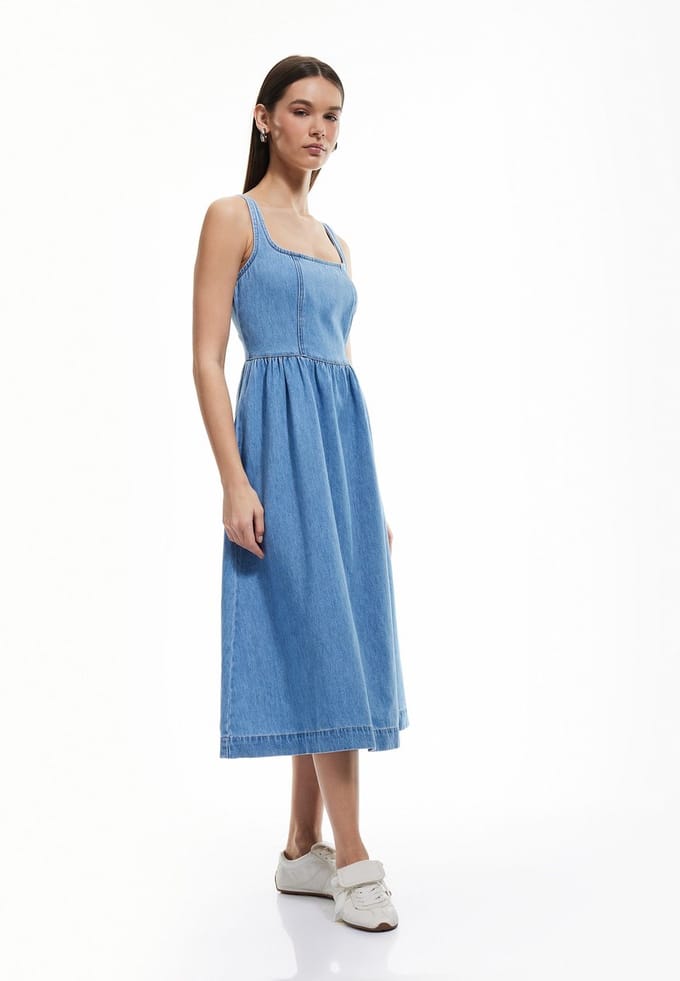 Denim Midi-lengte Jeanskleid
