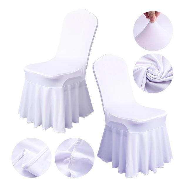 Bruiloft Spandex Stoelhoes Met Rok Geplooide Gerimpelde Lycra Elastische Stretch Feest Hotel Banketdecoratie