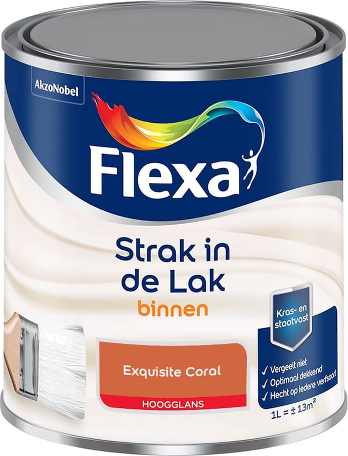 Flexa - Strak In De Lak Binnenlak Hoogglans - Exquisite Coral - Mengverf - 1 L