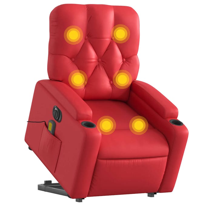 vidaXL - Sta-op-massagestoel - elektrisch - kunstleer - rood