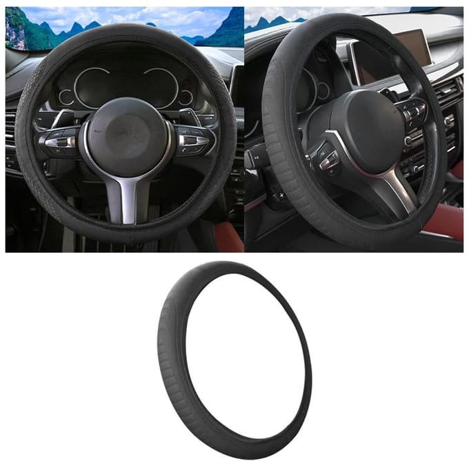 Dailygoods- Stuurhoes 3D-reliëf - Leer - Antislip - Universeel - Auto