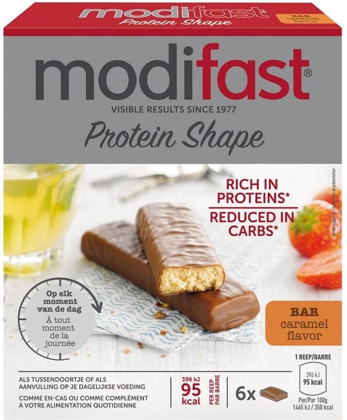 Modifast Protiplus Reep Caramel Voordeelverpakking
