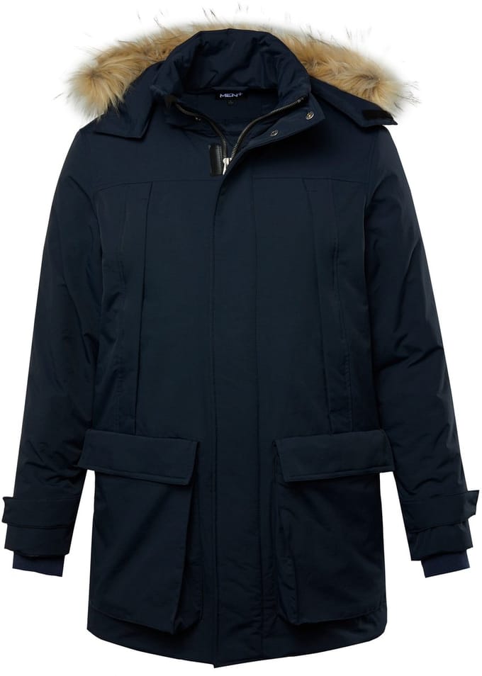 Men Plus - Heren - Functionele parka water- windafstotend capuchon - Navy blauw - Maat L