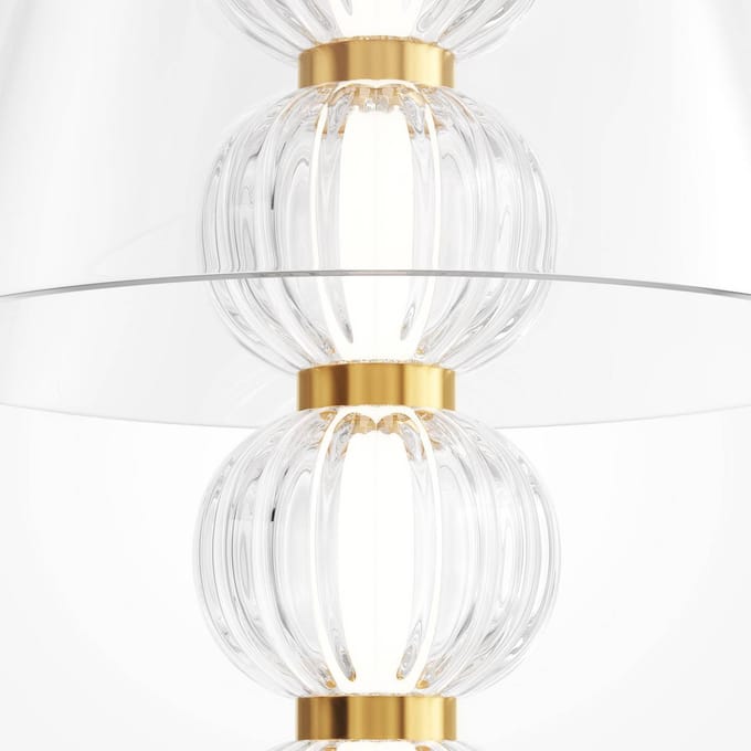 Maytoni LED tafellamp AMULET, hoogte 45 cm, goudkleurig, metaal/glas