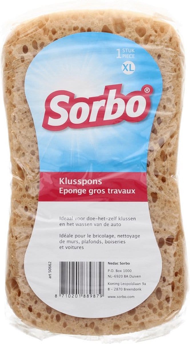 Grote Sorbo schoonmaakspons / viscose autospons 17 x11 cm - schoonmaakartikelen / auto wassen