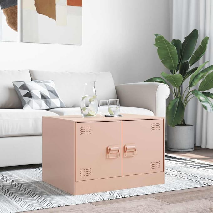 vidaXL - Salontafel - 67x50x44 - cm - staal - roze