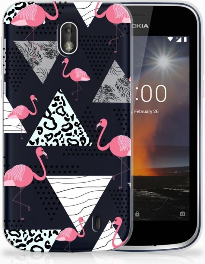 Nokia 1 TPU Hoesje Flamingo Triangle