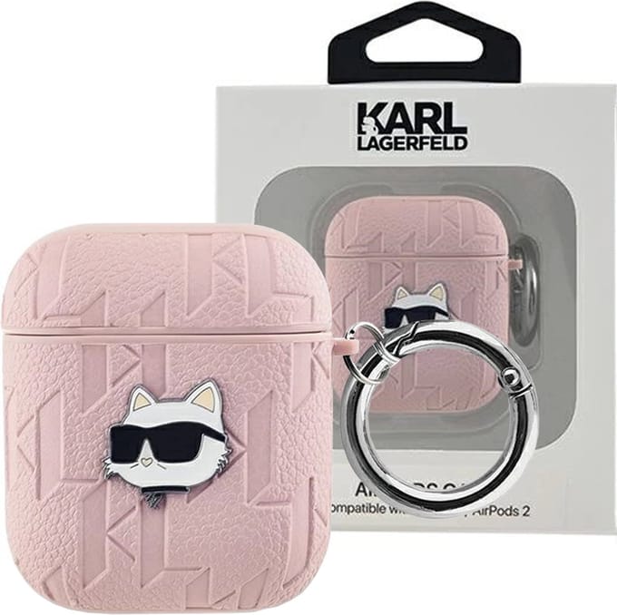 Karl Lagerfeld Monogram Choupette Head case for AirPods 1 / 2 - pink