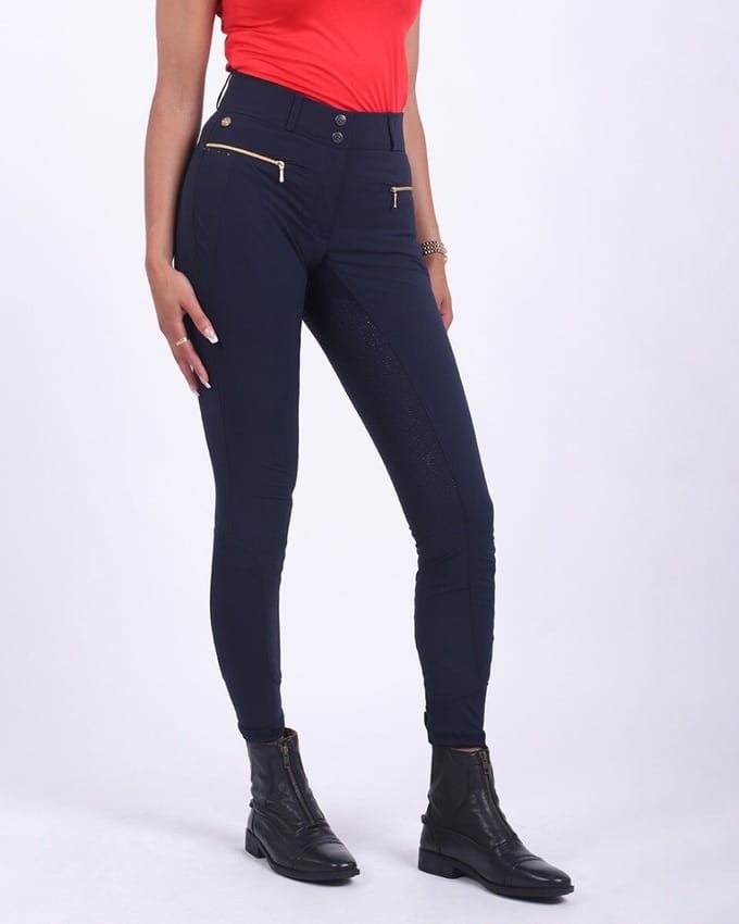 QHP Rijbroek Tara Full Grip Navy - 36