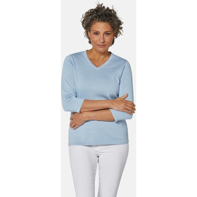 Pullover met V-hals - lichtblauw - Gr. 42 van Goldner Fashion