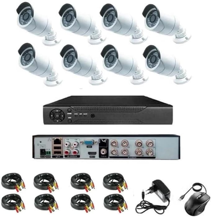 Videobewakingsset AHD - Full HD Systeem - Huis Beveiligen - 8 Camera's - 2 MP - Wit