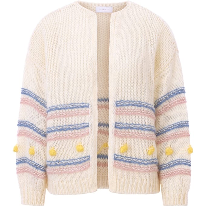 Rich & Royal Multicoloured Stripe Cardigan With Pompoms Pearl White Taglia: S | Giacche Outlet | Donna | Bianco