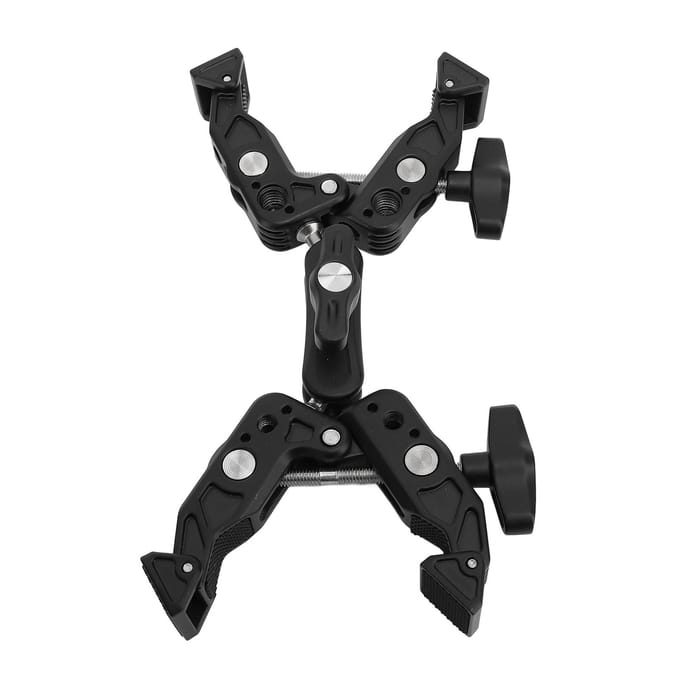 Dubbele Superklem Camera Mount Aluminiumlegering Camera Mount Balhoofdklem Adapter met 1 4 3 8 Inch Interface voor black