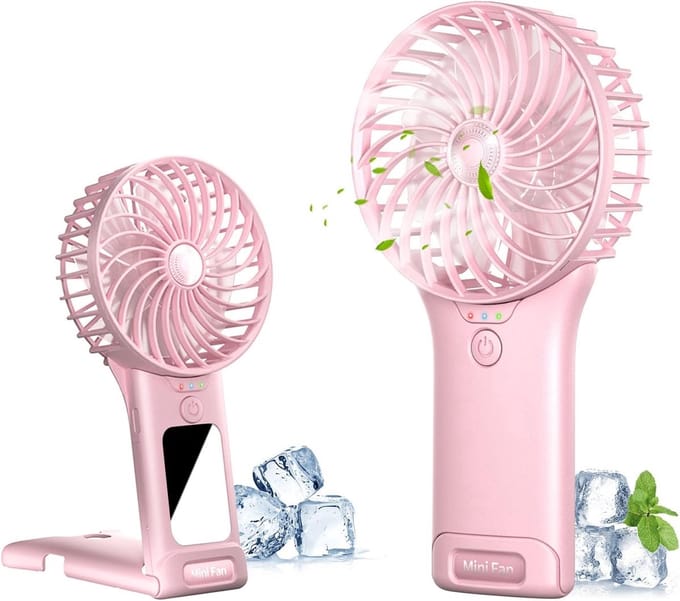Solvix tafel ventilator geluidloos - Mini Handventilator - Roze - Oplaadbare 2000mAh Batterij - Stille Werking - Voor Thuis en Buiten