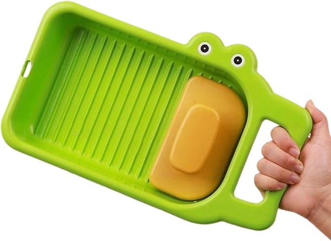 Mini Wasplank - Draagbaar Waskussen - Handmatig Wassen - Krokodil Ontwerp - 20 cm Lengte - Groen
