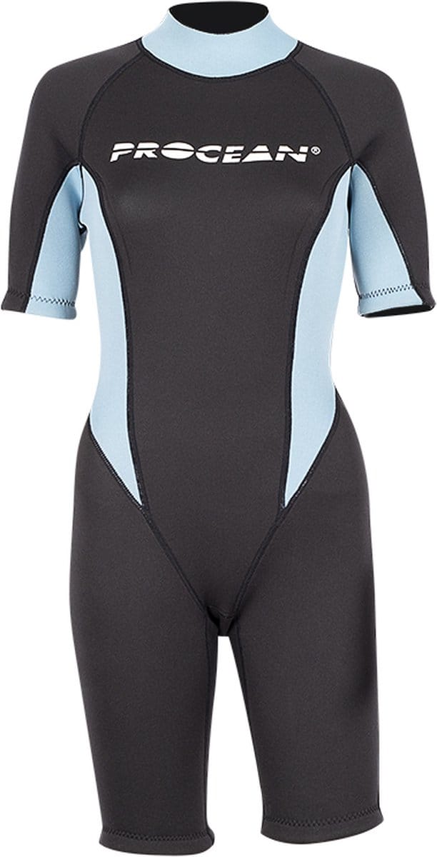 Shorty dames | zwart-lichtblauw | M