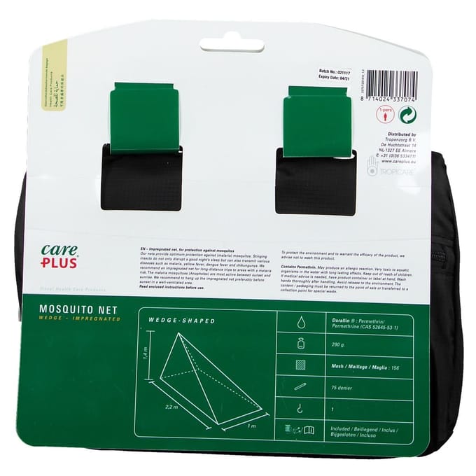 Care Plus klamboe - Mosquito Net Wedge - Durallin - 1 stuk - reisklamboe geïmpregneerd