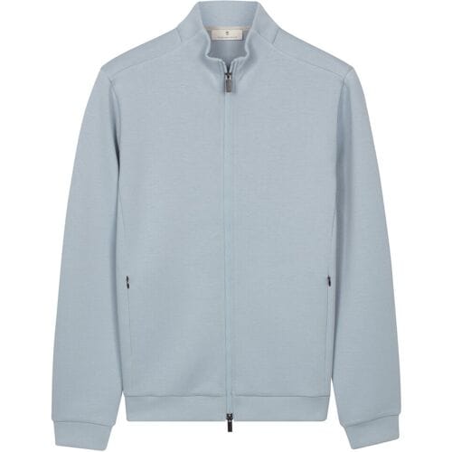 Thomas Maine Vest Sweat Cardigan Full 2-Way Zip Doubleface Interlock Licht Blauw / male