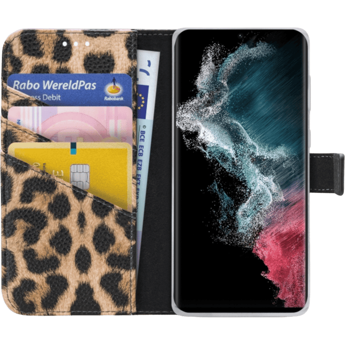 My Style Galaxy S22 Ultra Portemonnee Hoesje Leopard