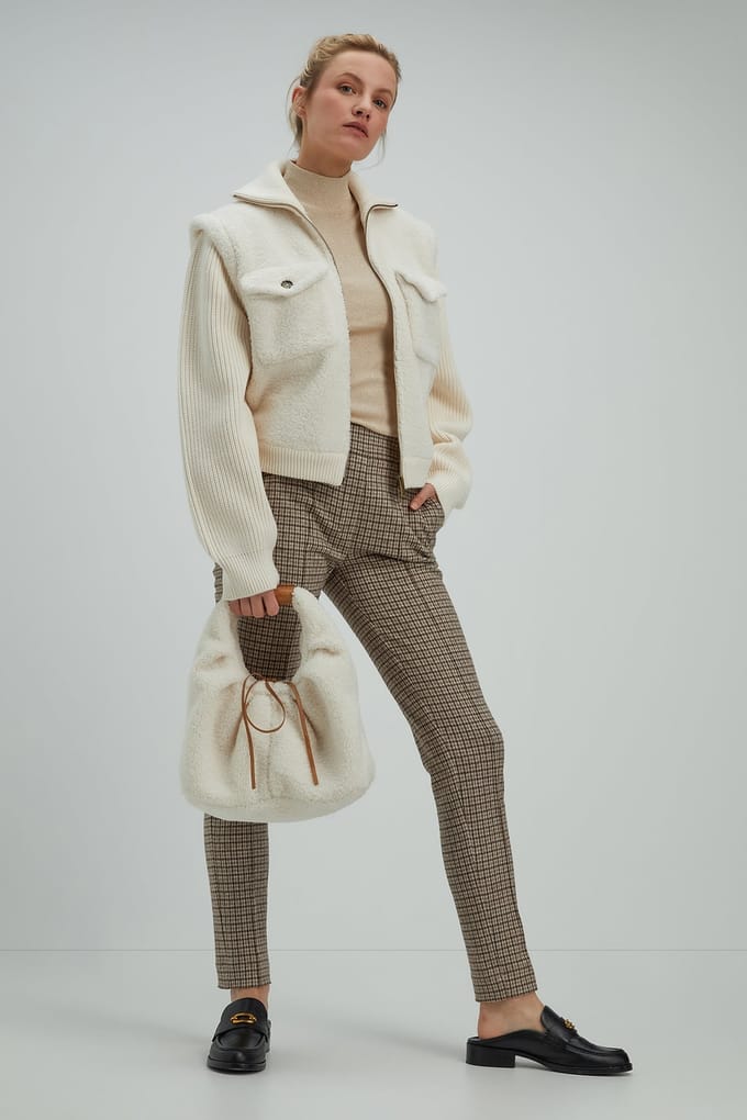 Josephine & Co Tao Pants Sand Check Maat: 44 | Pantalons Outlet | Dames | Beige