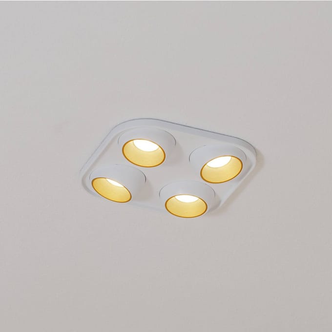 Bega LED inbouwspot Studio Line, wit/messing, 4-lamps.