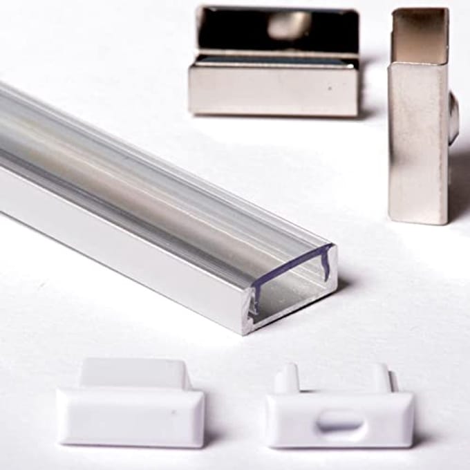 Aluminium Profiel 1 x 2 Meter voor LED-strips met Afdekking