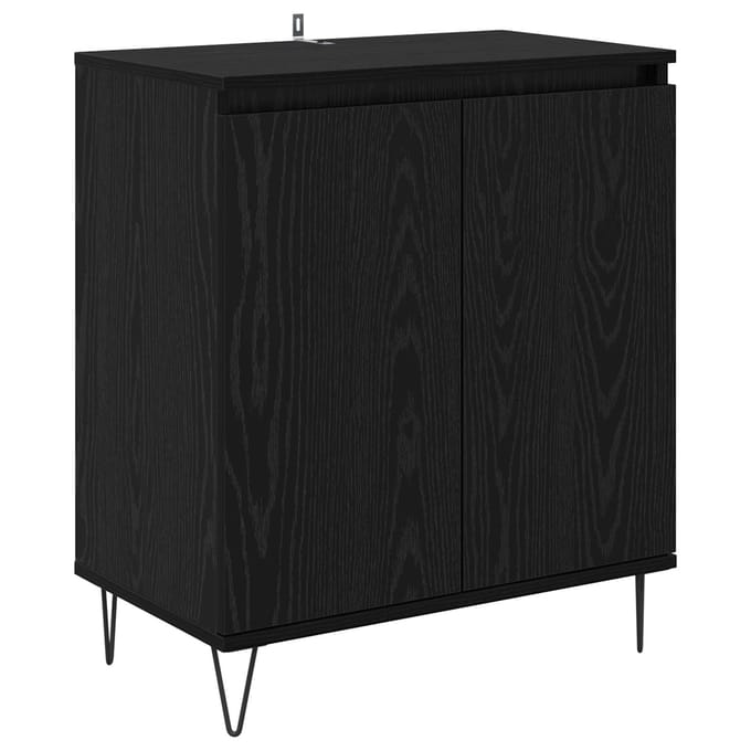 vidaXL - Dressoir - Zwart - Eiken - 60 - x - 35 - x - 70 - cm - Bewerkt - hout