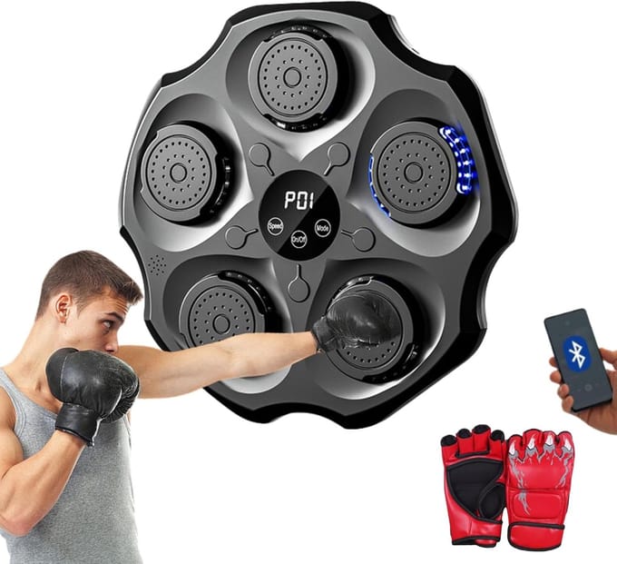 Muziek Boksmachine - Wand Bokstrainer - Interactieve Training - LED Ritme Verlichting - 43x43x5 cm